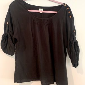 Anthropologie Black Peasant Blouse